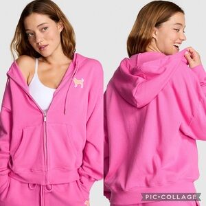 PINK Victoria's Secret Bright Pink Zip-Up Hoodie